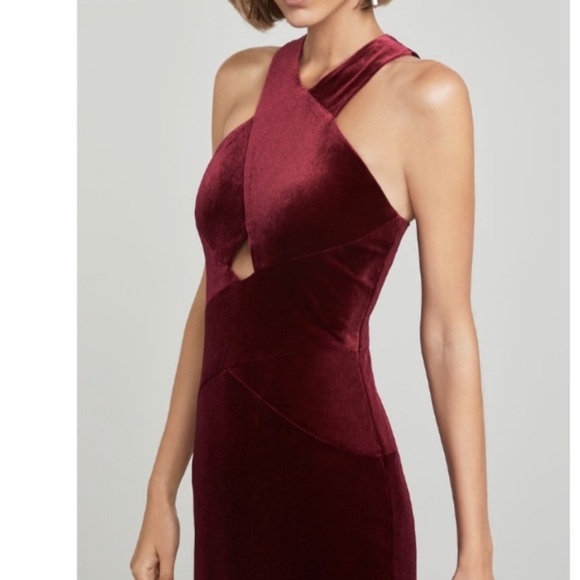 BCBGMAXAZRIA Burgundy Maren Velvet Dress Size Large - Picture 6 of 11